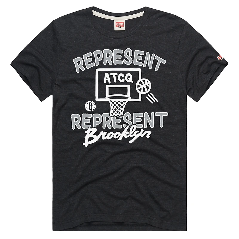 T-shirt unisexe hommage charbon Brooklyn Nets A Tribe Called Quest x NBA Represent Tri-Blend
