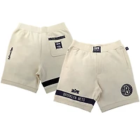 Unisex NBA x Two Hype  Cream Brooklyn Nets Culture & Hoops Premium Classic Fleece Shorts