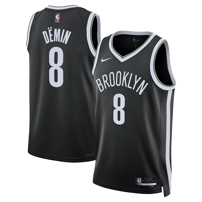 Maillot Swingman unisexe Nike Egor Dëmin noir Brooklyn Nets - Édition Icon