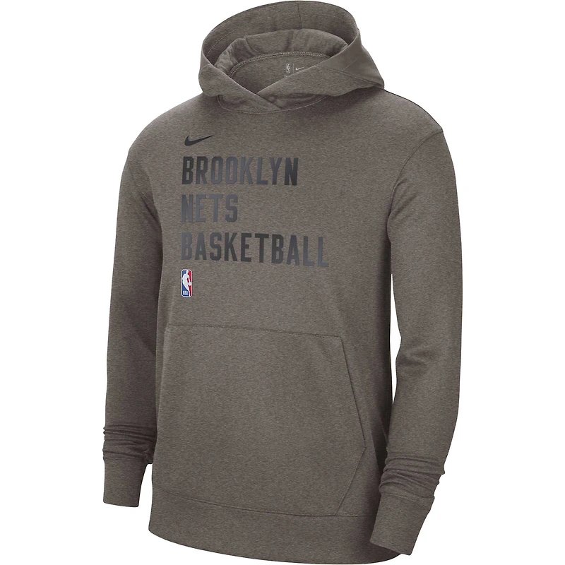 Sweat à capuche unisexe Nike Heather Grey Brooklyn Nets 2023/24 Performance Spotlight On-Cour Practice