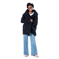 Unisex the Best Lounger World By Jill Martin Black Brooklyn Nets Oversized Open-Front Hoodie Sweater