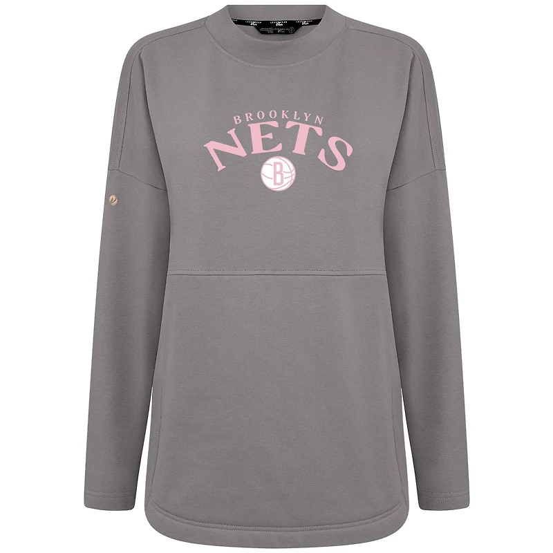 Women's Levelwear  Gray Brooklyn Nets Mother's Day Beaudry Arched Pullover Sweatshirt
