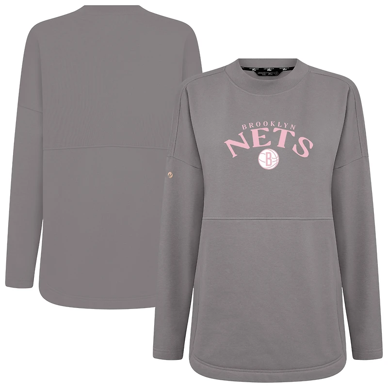 Women's Levelwear  Gray Brooklyn Nets Mother's Day Beaudry Arched Pullover Sweatshirt