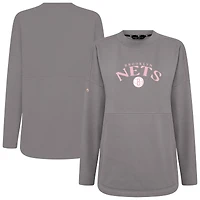Women's Levelwear  Gray Brooklyn Nets Mother's Day Beaudry Arched Pullover Sweatshirt