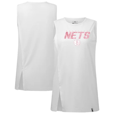 Women's Levelwear  White Brooklyn Nets Mother's Day Influx Floral Tank Top