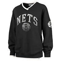 Women's '47  Black Brooklyn Nets Rise Wax Pack Daze '80s Oversize Pullover Sweatshirt