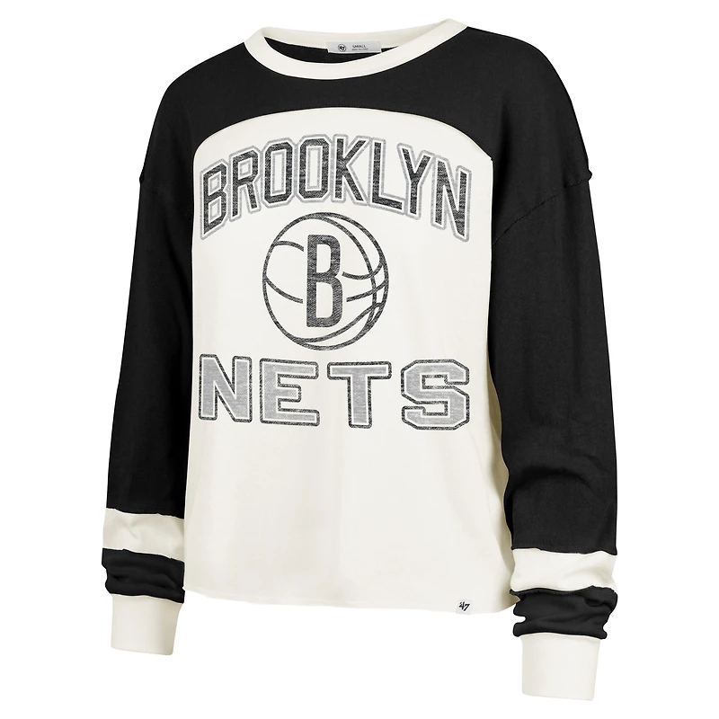 T-shirt à manches longues raglan '47 Cream Brooklyn Nets pour femme