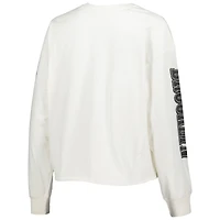 T-shirt court à manches longues pour femme '47 Cream Brooklyn Nets Parkway Brush Back