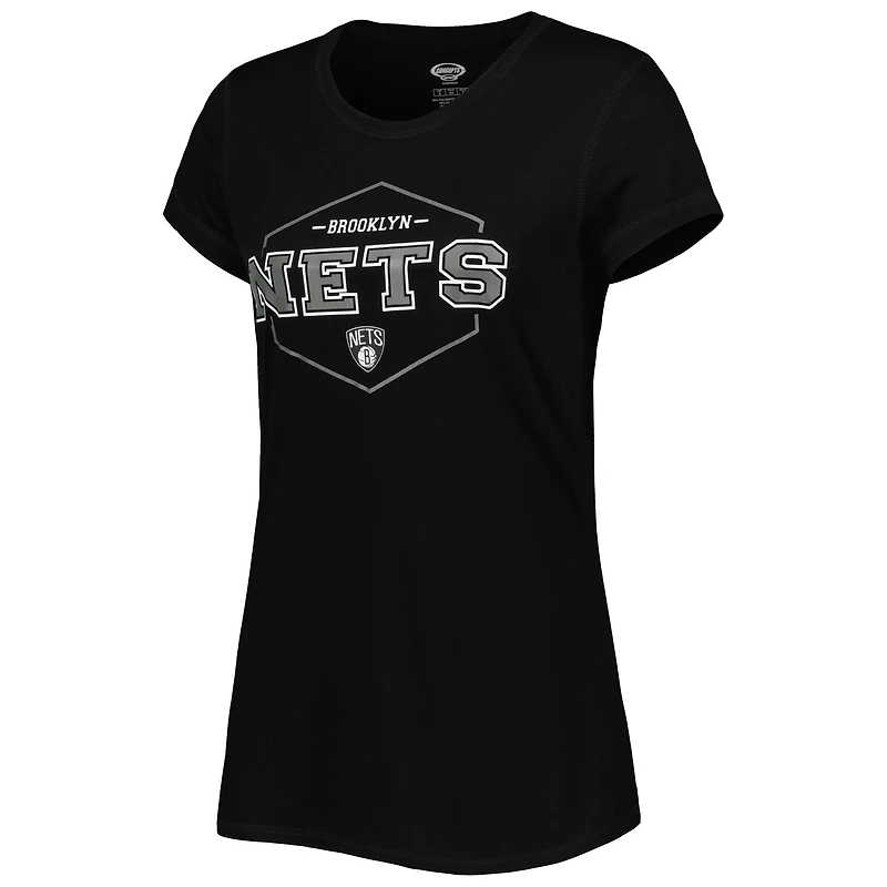 Ensemble de pyjama Concepts Sport noir/gris pour femme, haut et pantalon avec badge Brooklyn Nets