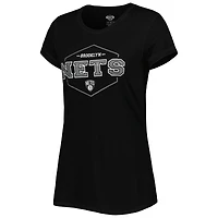 Ensemble de pyjama Concepts Sport noir/gris pour femme, haut et pantalon avec badge Brooklyn Nets