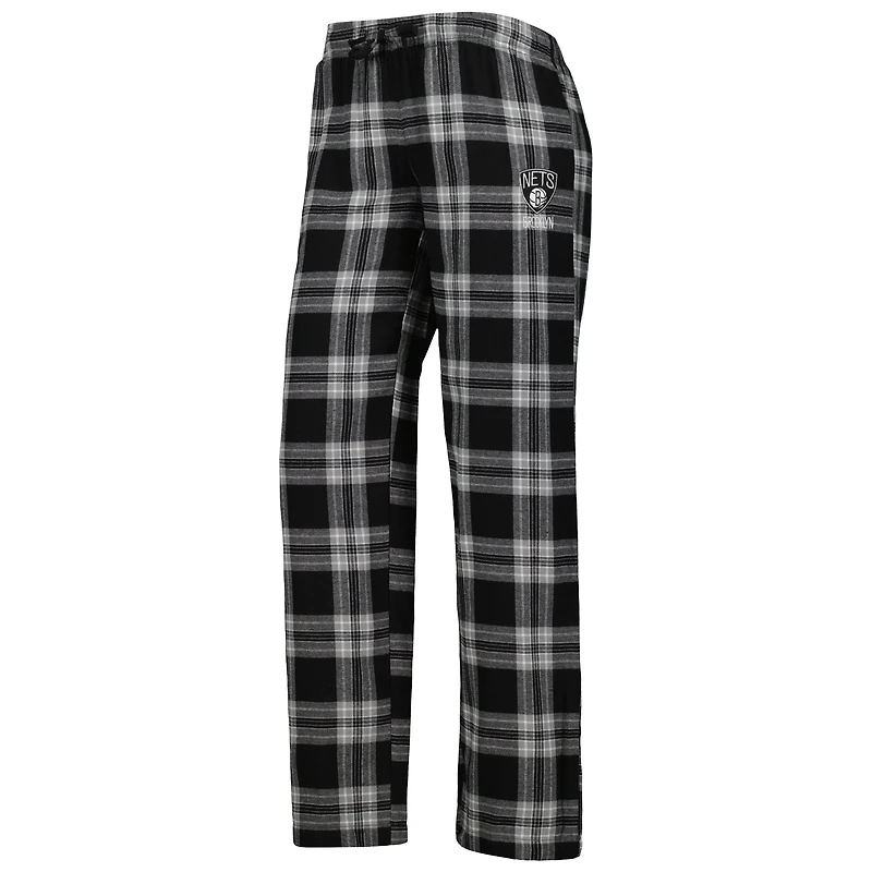 Ensemble de pyjama Concepts Sport noir/gris pour femme, haut et pantalon avec badge Brooklyn Nets