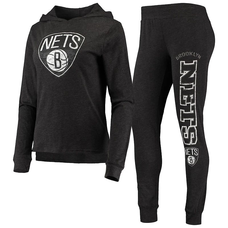 Ensemble de nuit à capuche et pantalon Brooklyn Nets Concepts Sport pour femme