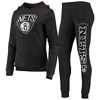 Ensemble de nuit à capuche et pantalon Brooklyn Nets Concepts Sport pour femme