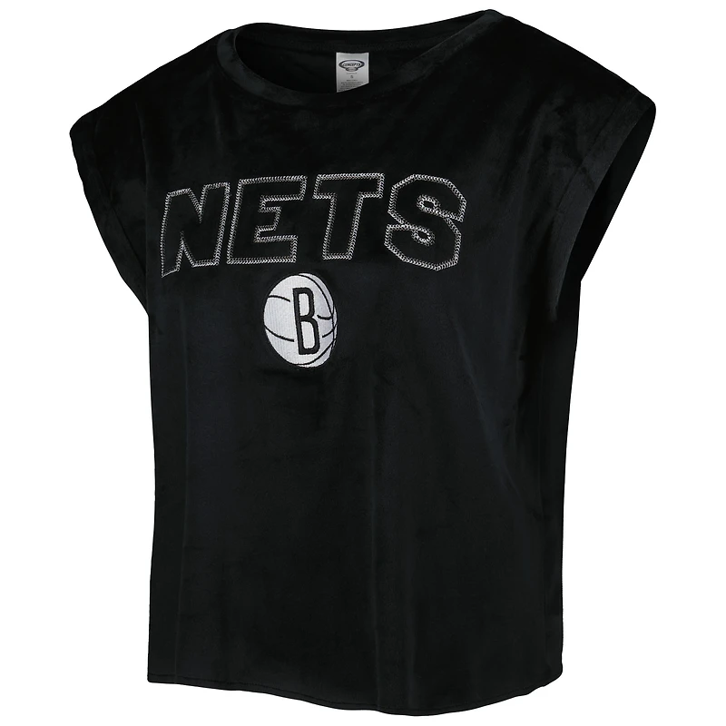 Ensemble de nuit pour femme Concepts Sport Black Brooklyn Nets Intermission haut et short