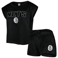 Ensemble de nuit pour femme Concepts Sport Black Brooklyn Nets Intermission haut et short