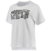 Women's Concepts Sport Charcoal/White Brooklyn Nets Resurgence Slub Burnout Raglan T-Shirt & Shorts Sleep Set