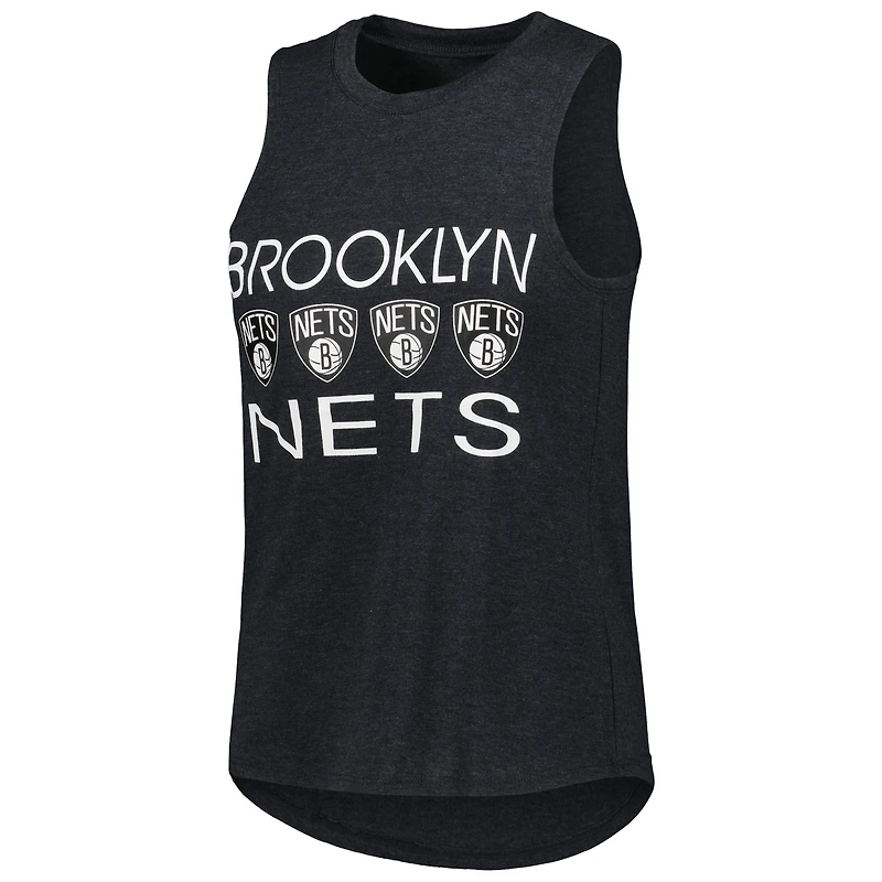 Concepts Sport Ensemble de nuit pour femme avec débardeur et pantalon Brooklyn Nets Team Gris/noir