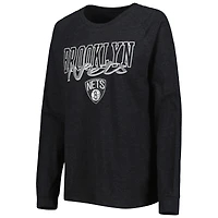 Ensemble de nuit pour femme Concepts Sport Heather Black/Heather Grey Brooklyn Nets Team Raglan à manches longues et short