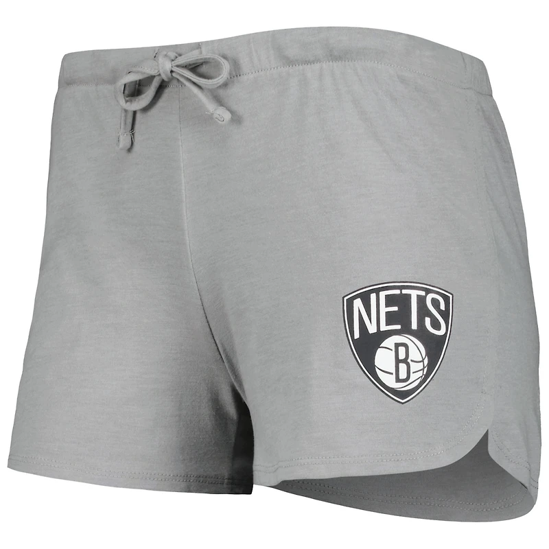 Ensemble de nuit pour femme Concepts Sport Heather Black/Heather Grey Brooklyn Nets Team Raglan à manches longues et short