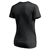 T-shirt noir à col en V Fanatics pour femmes, mascotte des Brooklyn Nets dans les limites