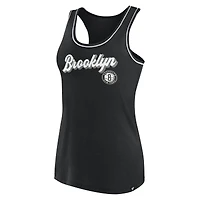 Débardeur noir à dos nageur avec logo Fanatics Brooklyn Nets pour femmes
