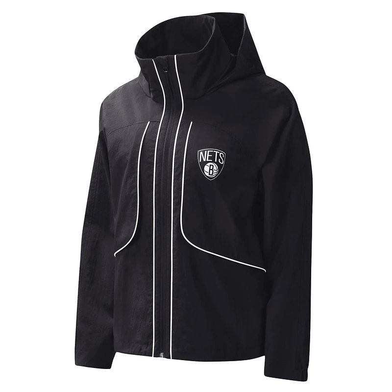 Women's G-III 4Her by Carl Banks Black Brooklyn Nets Last Shot Full-Zip Hoodie