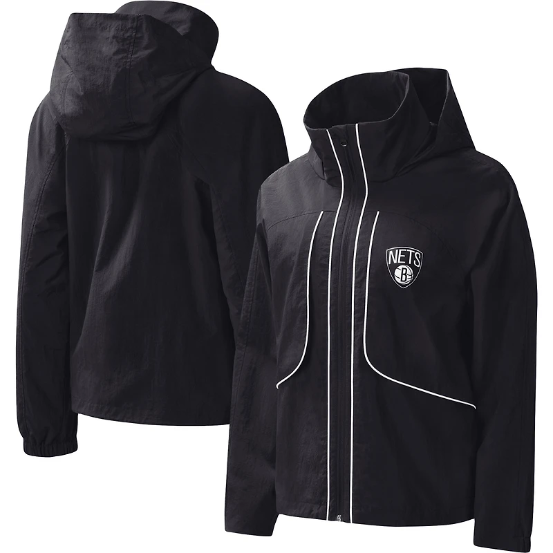 Women's G-III 4Her by Carl Banks Black Brooklyn Nets Last Shot Full-Zip Hoodie