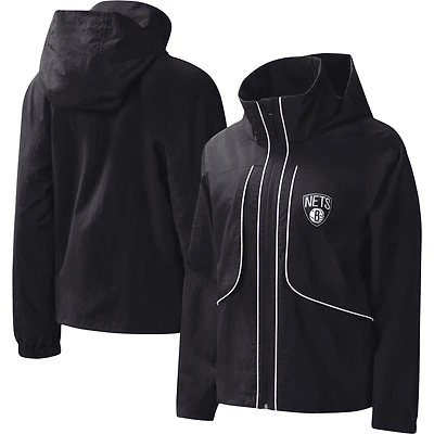 Women's G-III 4Her by Carl Banks Black Brooklyn Nets Last Shot Full-Zip Hoodie