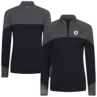 Women's Levelwear Black Brooklyn Nets Classic Stripes Quarter-Zip Top