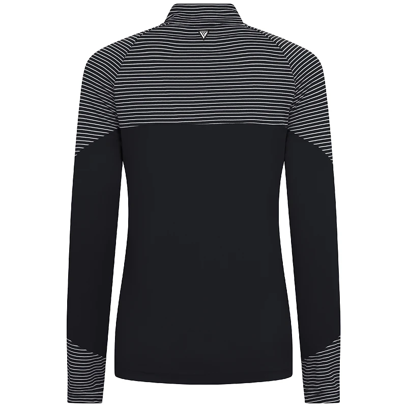 Women's Levelwear Black Brooklyn Nets Classic Stripes Quarter-Zip Top
