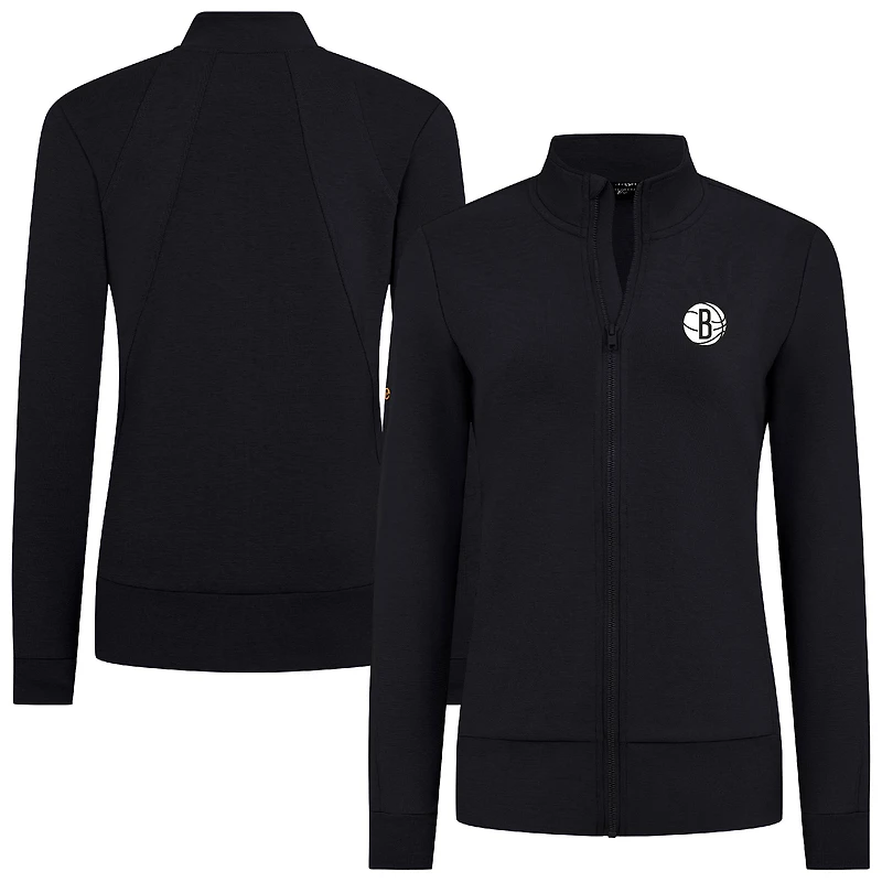 Veste zippée intégrale noire Shine des Brooklyn Nets pour femme Levelwear
