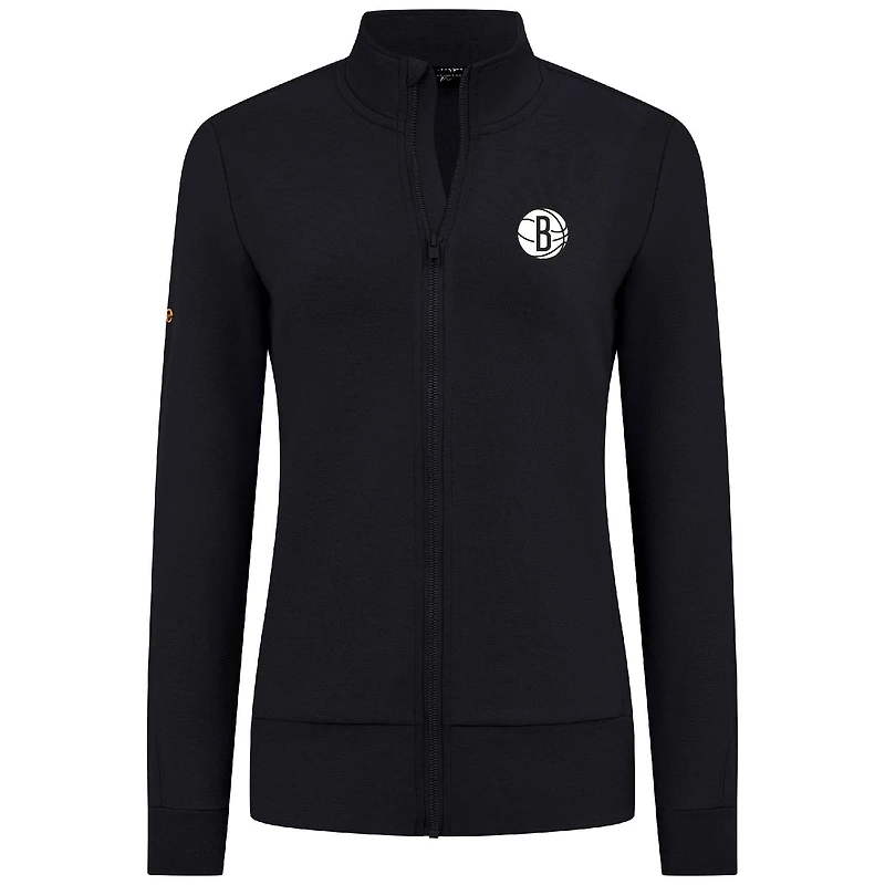 Veste zippée intégrale noire Shine des Brooklyn Nets pour femme Levelwear