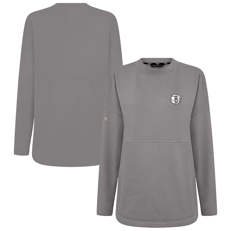 Women's Levelwear Gray Brooklyn Nets Beaudry Pullover Sweatshirt