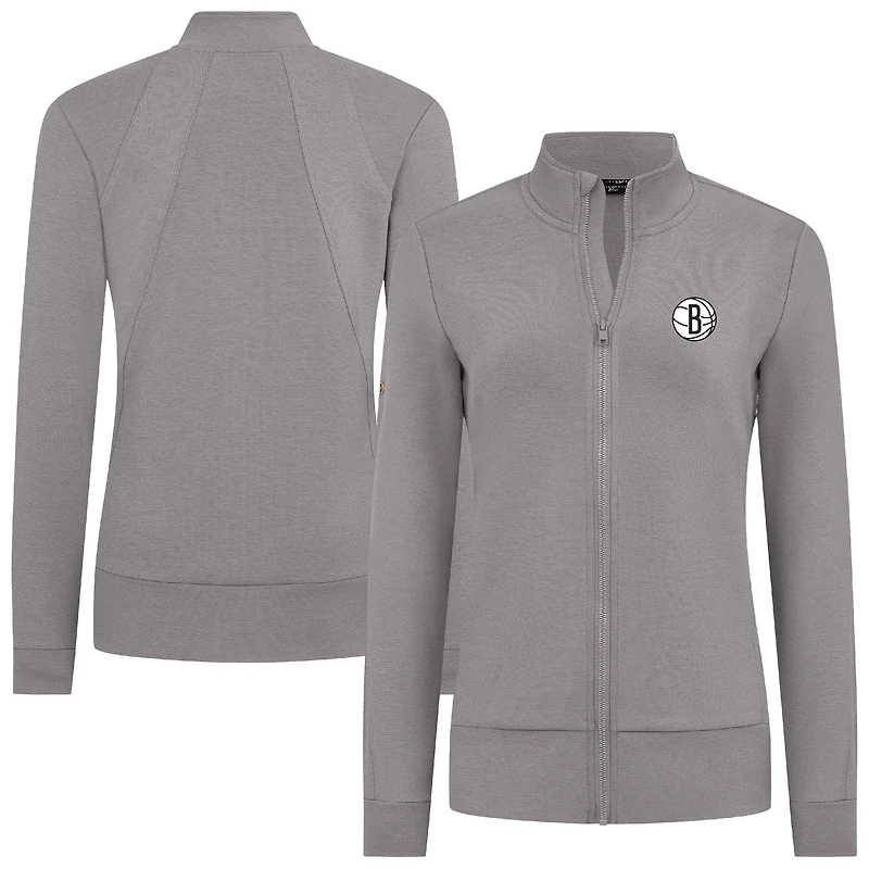 Veste zippée intégrale grise Shine des Brooklyn Nets pour femme Levelwear