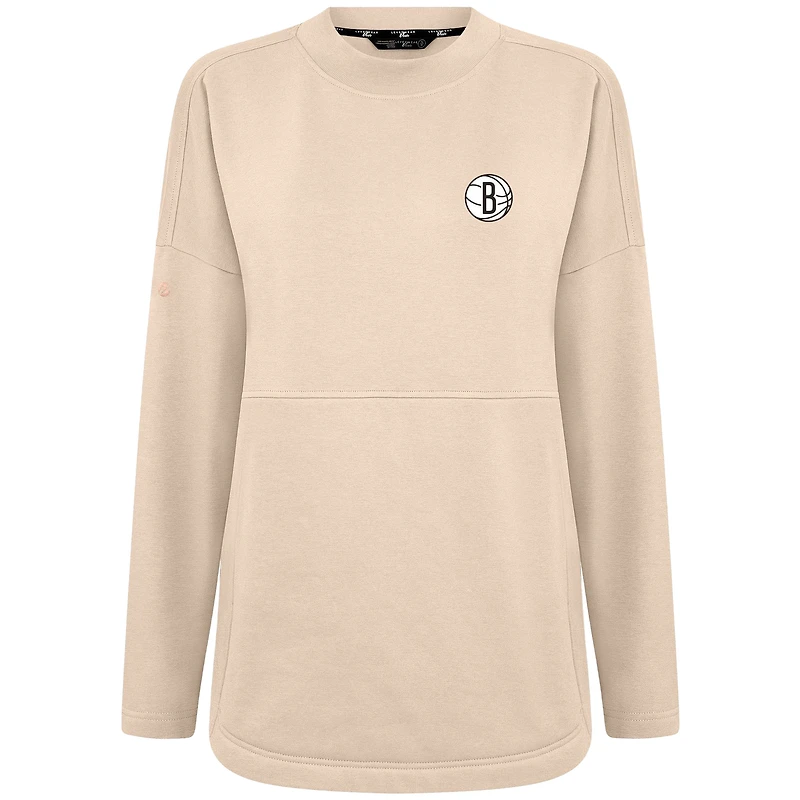 Women's Levelwear Khaki Brooklyn Nets Beaudry Pullover Sweatshirt