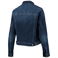 Women's Lusso Blue Brooklyn Nets Georgie Swarovski Crystals Button-Up Denim Jacket
