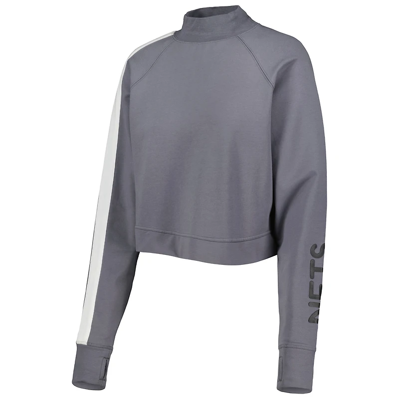 Ensemble pour femme Lusso Charcoal Brooklyn Nets Maddie & Matildas Raglan Tri-Blend Sweat à capuche et pantalon de jogging