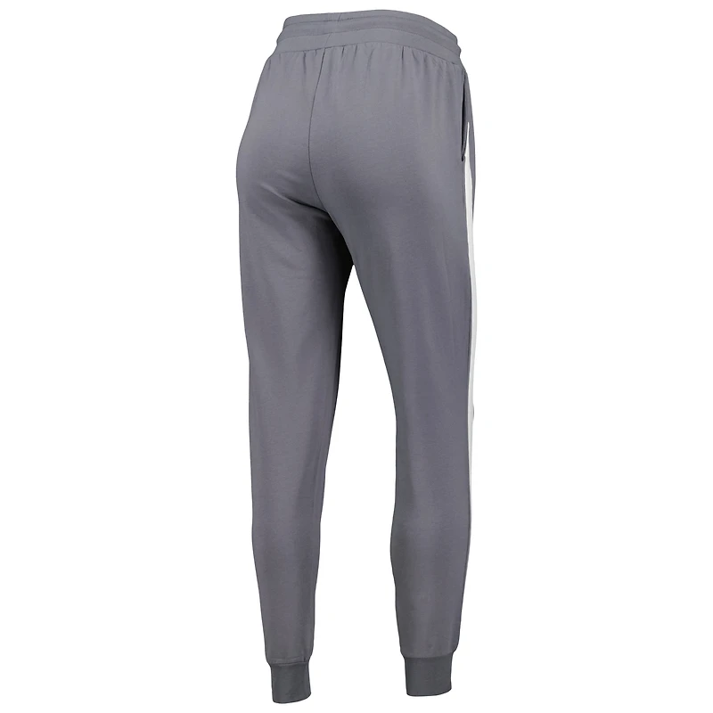 Women's Lusso Charcoal Brooklyn Nets Maddie & Matildas Raglan Tri-Blend Pullover Hoodie Jogger Pants Set