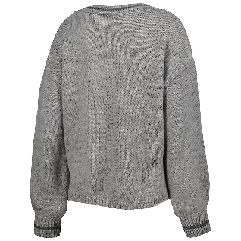 Chandail à encolure en V tri-mélange manches lanterne Scarletts Brooklyn Nets pour femme gris Lusso