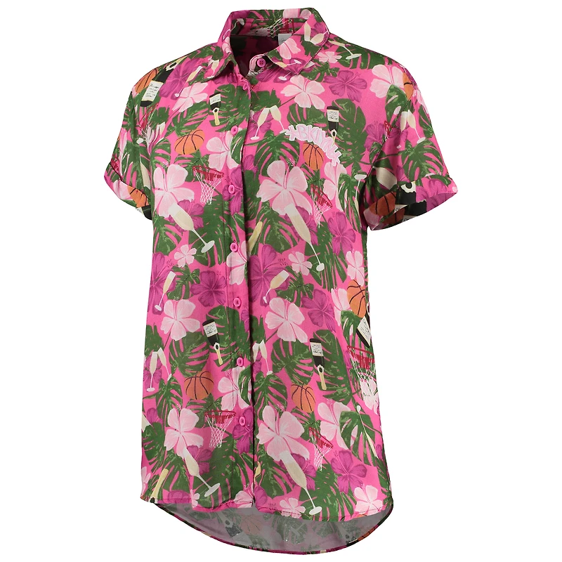Women's Lusso Pink Brooklyn Nets Finley-Frankie Party Top & Shorts Set