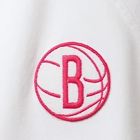 Women's Lusso White/Pink Brooklyn Nets Melody Cuffed Tri-Blend Shorts