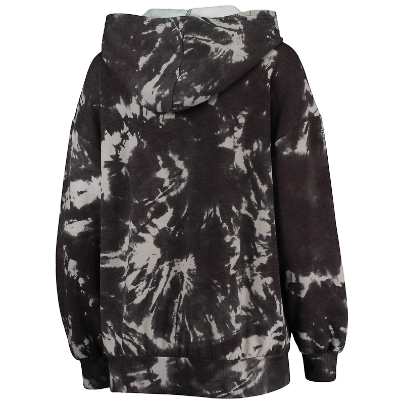 Majestic Threads Sweat à capuche noir Brooklyn Nets Burble Tie-Dye Tri-Blend pour femme
