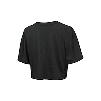 Women's Majestic Threads Charcoal Brooklyn Nets Bank Shot Cropped T-Shirt