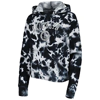 Pull à capuche et imprimé tie-dye Brooklyn Nets New Era pour femme en coton brossé noir