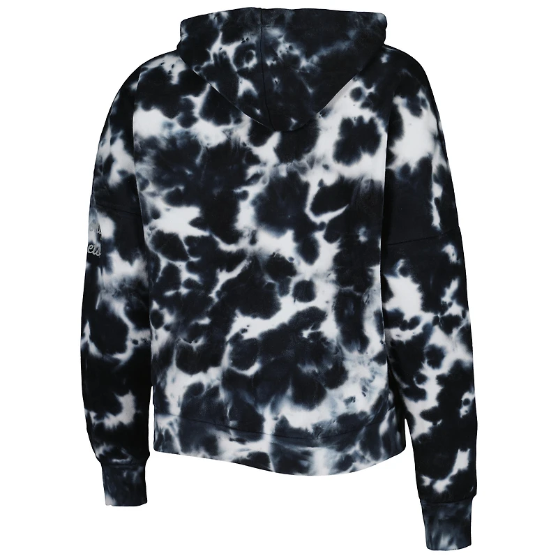 Pull à capuche et imprimé tie-dye Brooklyn Nets New Era pour femme en coton brossé noir