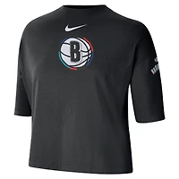 Women's Nike Black Brooklyn Nets 2024/25 City Edition Courtside Boxy T-Shirt