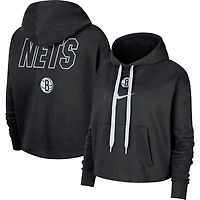 Women's Nike Black Brooklyn Nets Courtside Cropped Pullover Hoodie