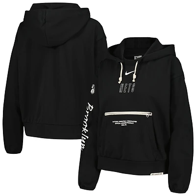Sweat à capuche Nike noir Brooklyn Nets Courtside Standard Issue Performance pour femme