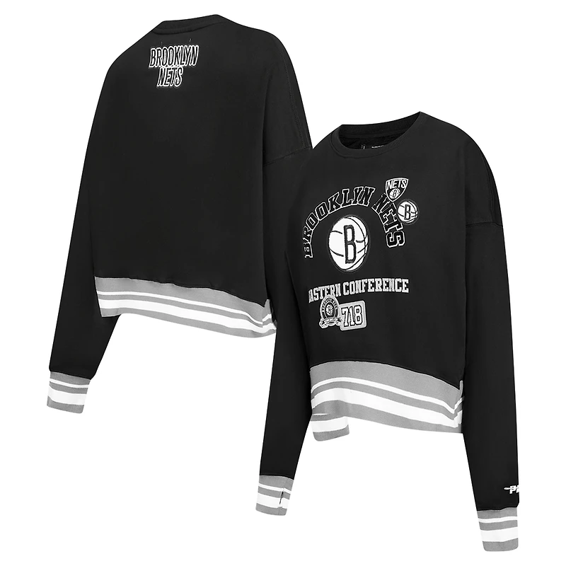 Sweat-shirt court Pro Standard pour femme, noir, Brooklyn Nets Area Code