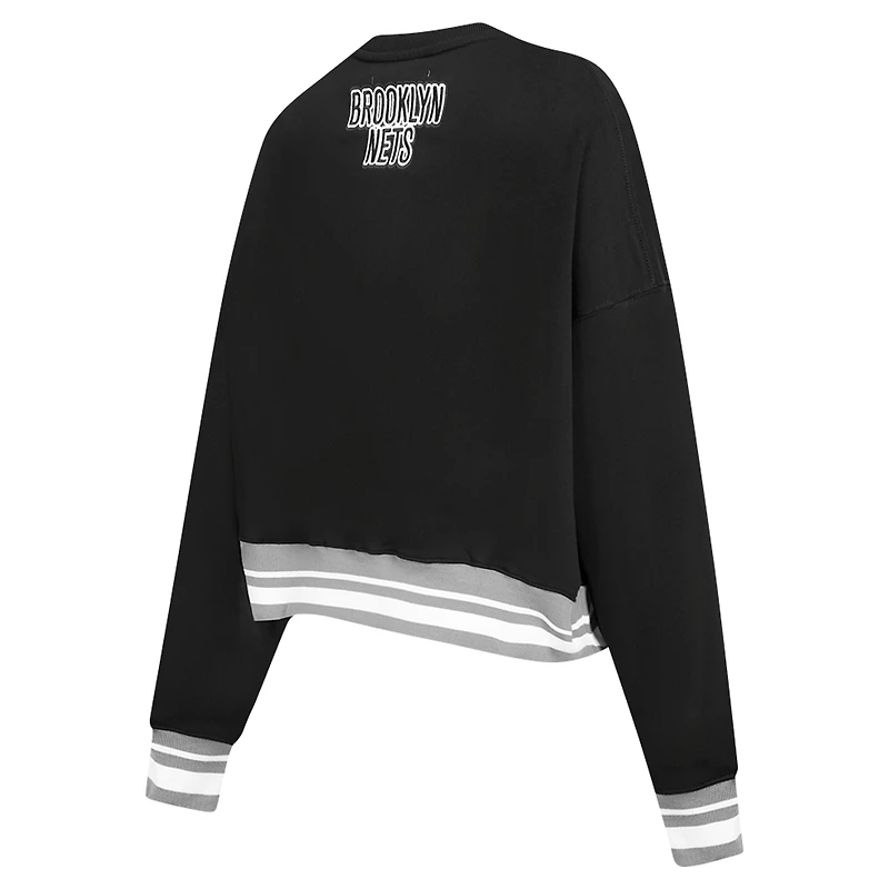 Sweat-shirt court Pro Standard pour femme, noir, Brooklyn Nets Area Code